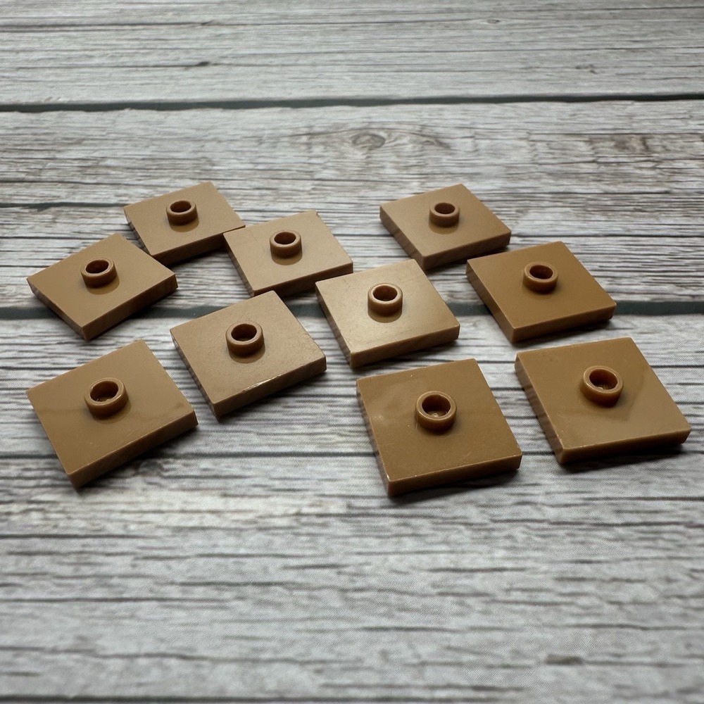 LEGO Parts 87580 (10pcs) Plate 2x2 Groove & Stud Center (Jumper) Medium Nougat‎